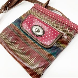 Fossil Key-Per Knit Print Coated Canvas Crossbody